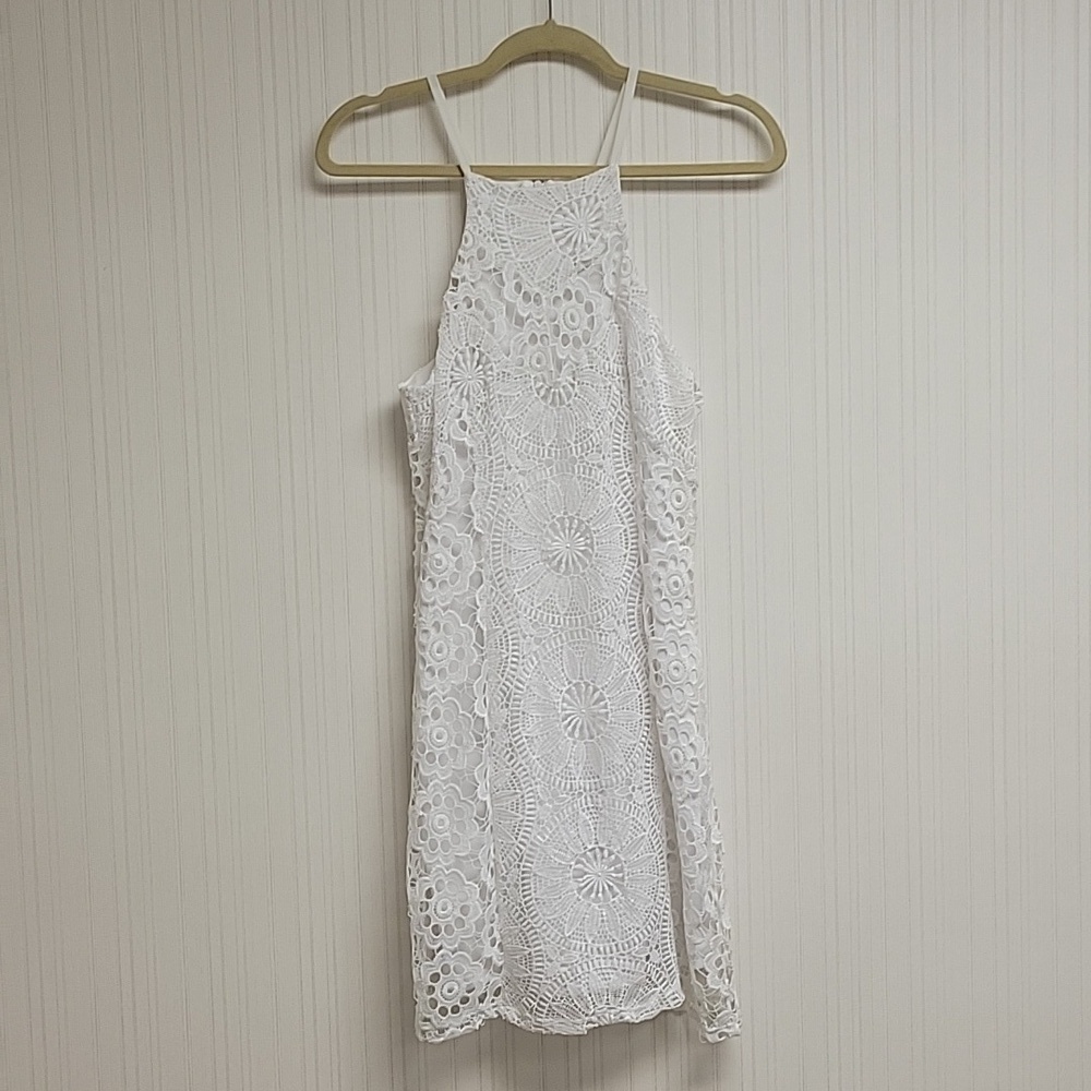 Francesca's sleeveless White Lace Summer dress small New Bridal Rehearsal Shower